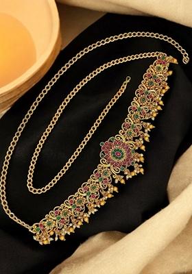 Gold Floral Design Kamarband