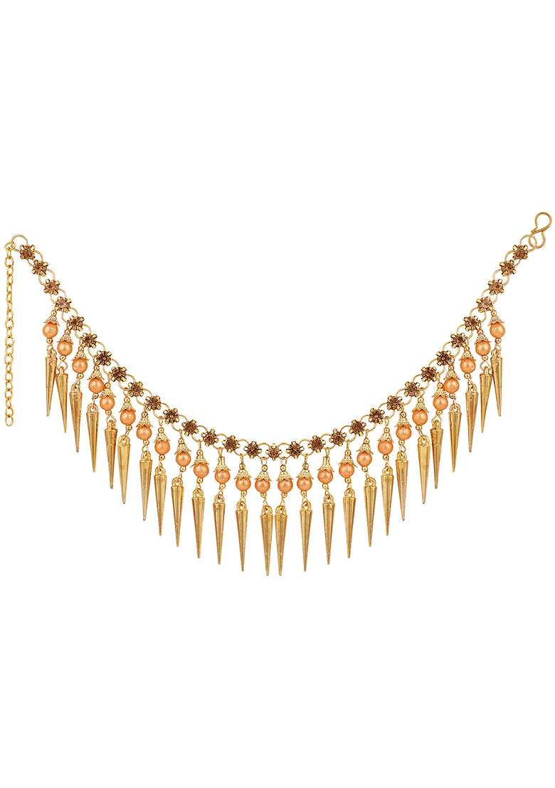 Gold Pearl Anklets - Indya