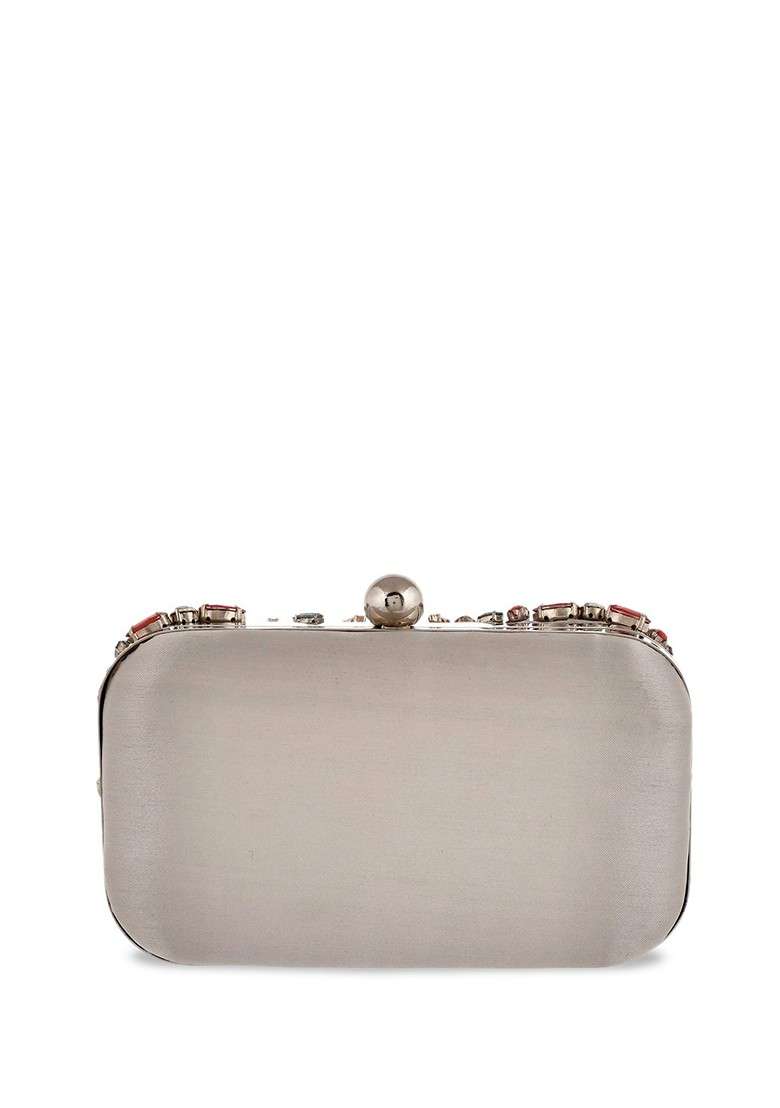 White Embellished Box Clutch - Indya