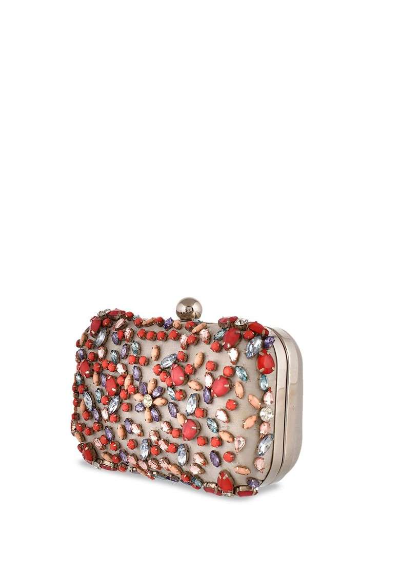 White Embellished Box Clutch - Indya
