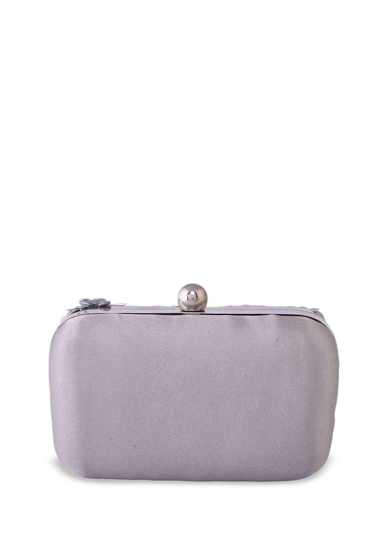 Grey Sequin Embellished Clutch - Indya