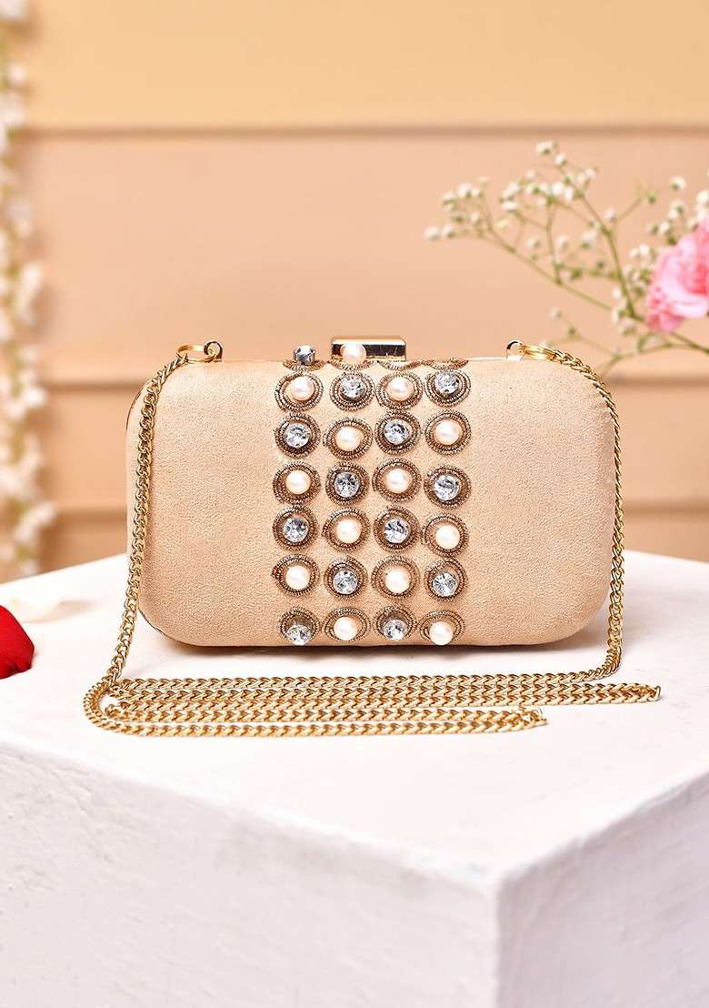 Gold Plated Embellished Clutch - Indya