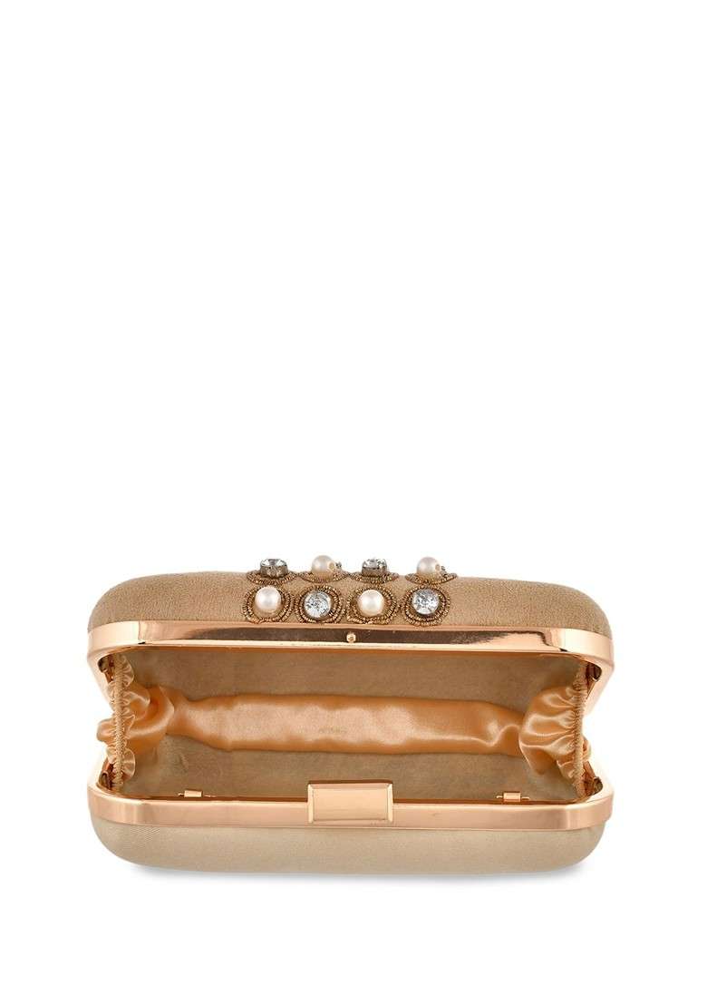 Gold Plated Embellished Clutch - Indya