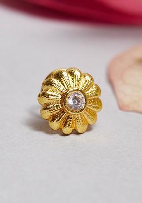 Gold Plated Stone Studded Nose Pin