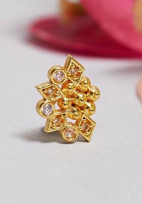Gold Plated Stone Studded Nose Pin