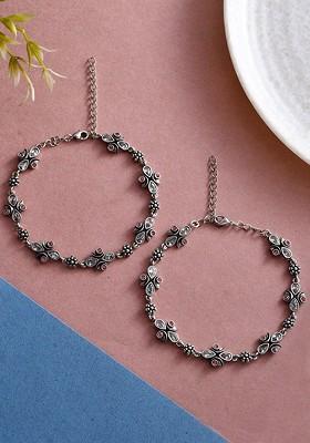 Silver Plated Oxidised Anklet