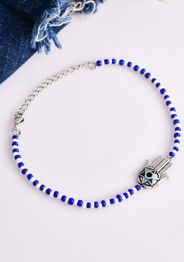 Silver Plated Bead Enamelled Anklet