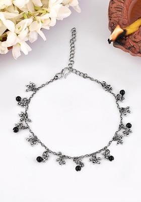 Silver Plated Oxidised Anklet