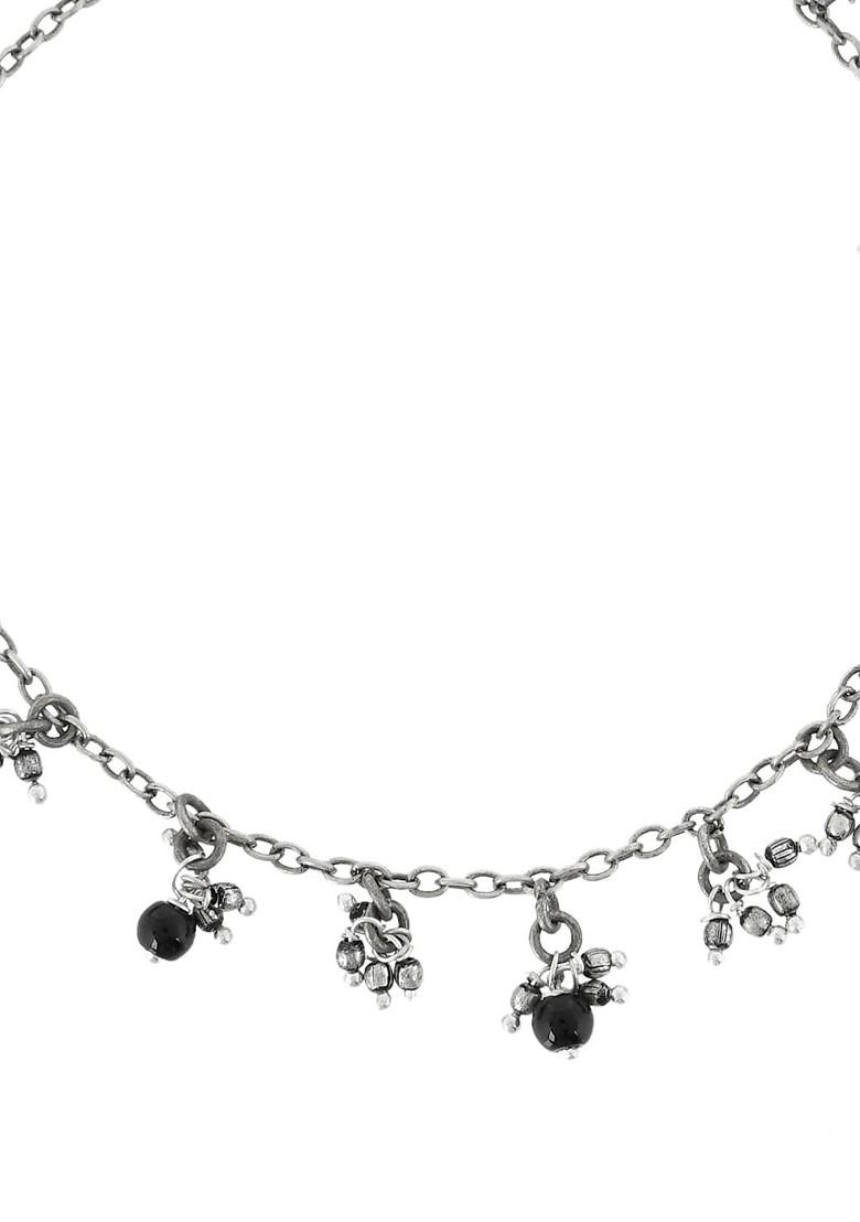 Silver Plated Oxidised Anklet