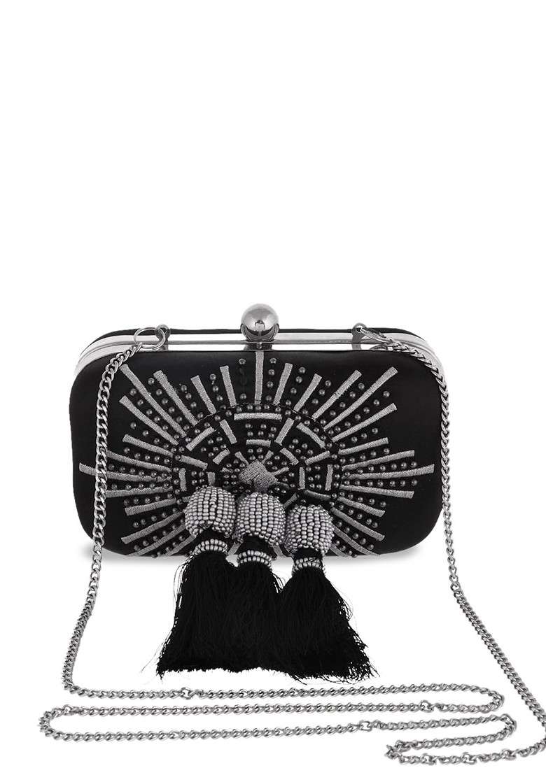 Black Embellished Handbag - Indya