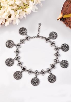 Silver Plated Oxidised Anklet