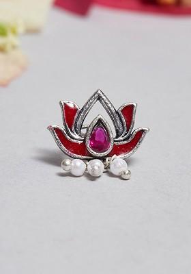 Silver Plated Stone Studded Nose Pin