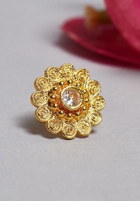 Gold Plated Stone Studded Nose Pin