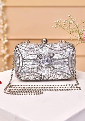 Silver Plated Embellished Clutch