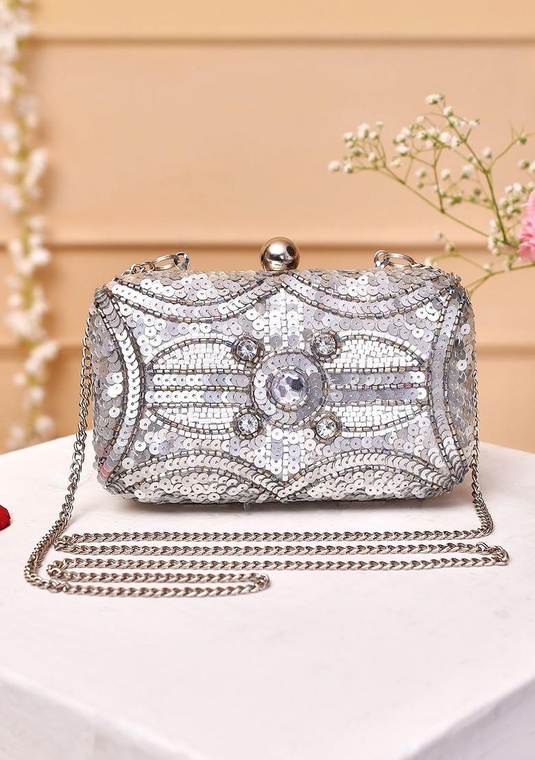 Silver Plated Embellished Clutch