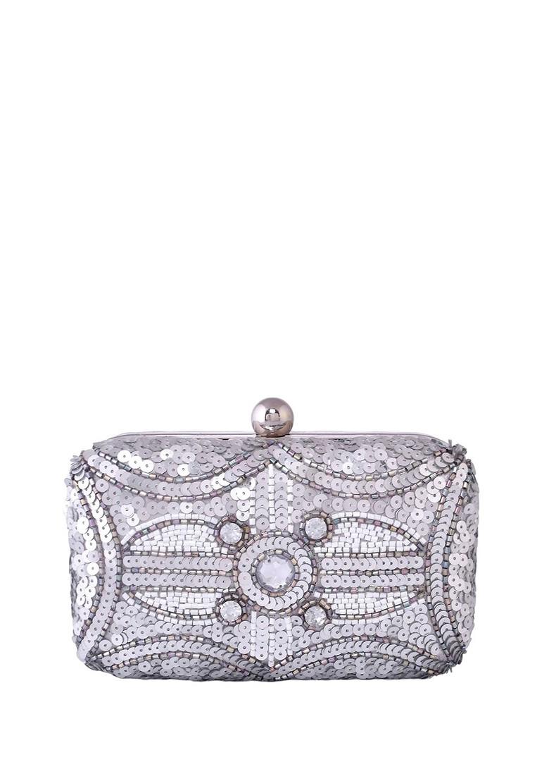 Silver Plated Embellished Clutch