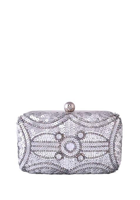 Silver Plated Embellished Clutch