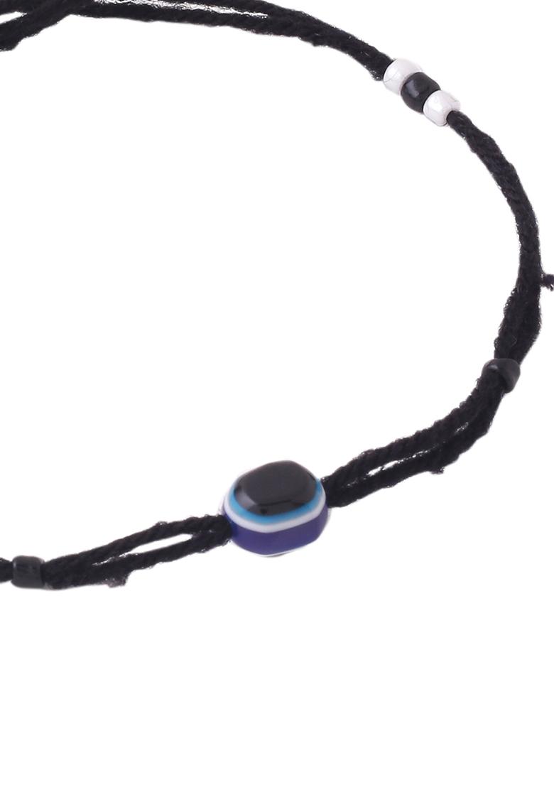 Black Set Of 2 Evil Eye Adjustable Anklets
