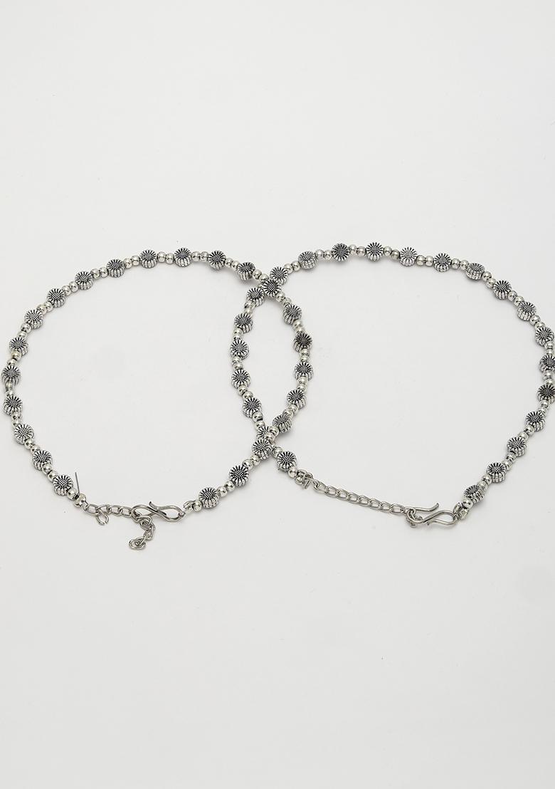 Silver Set Of 2 Plated German Anklets