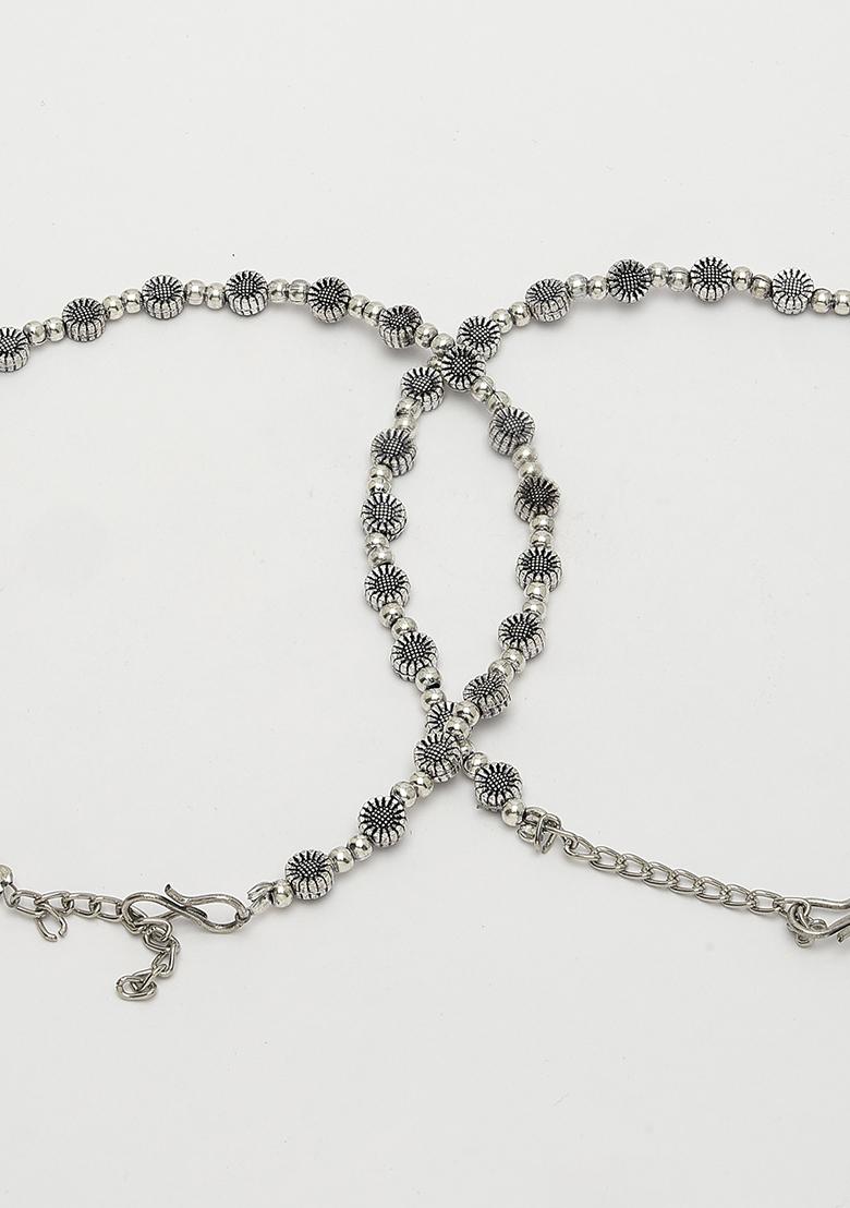 Silver Set Of 2 Plated German Anklets