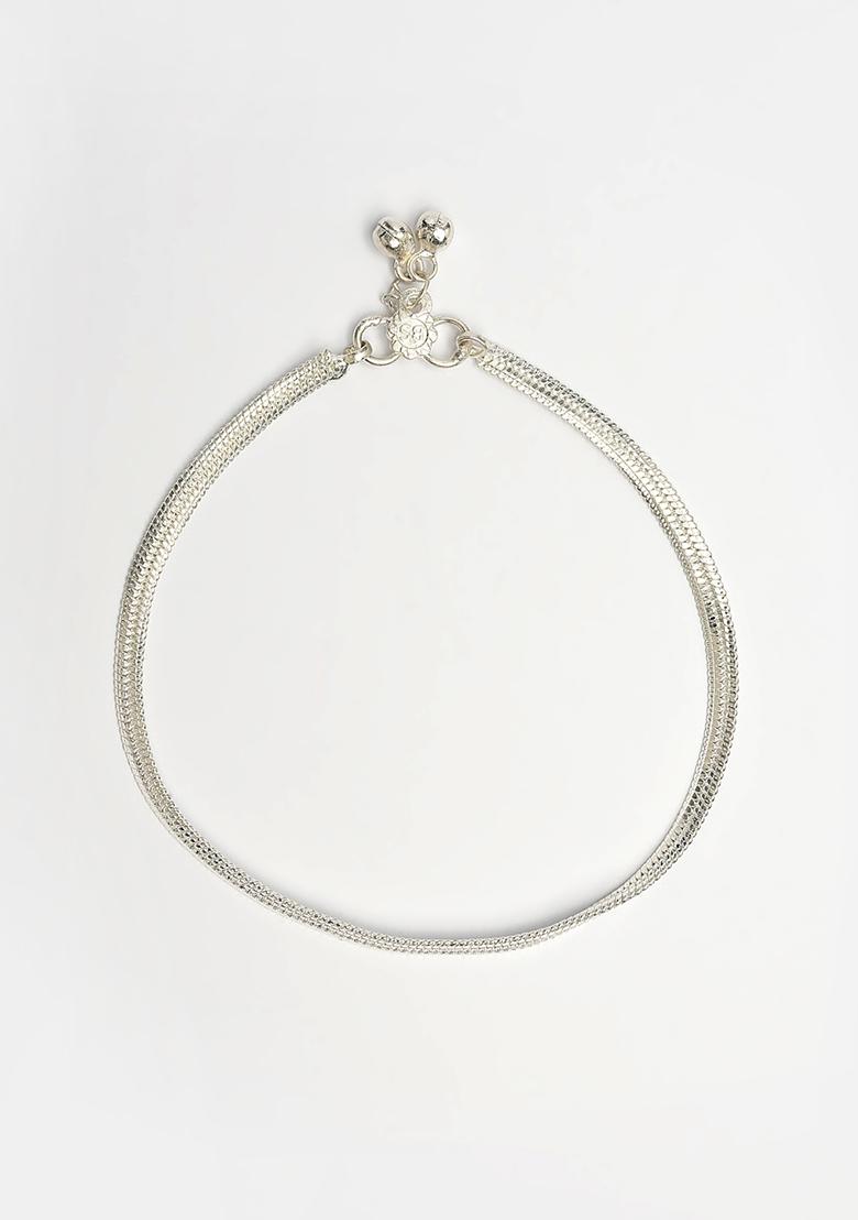 Silver Pair Of 2 Plated Anklets