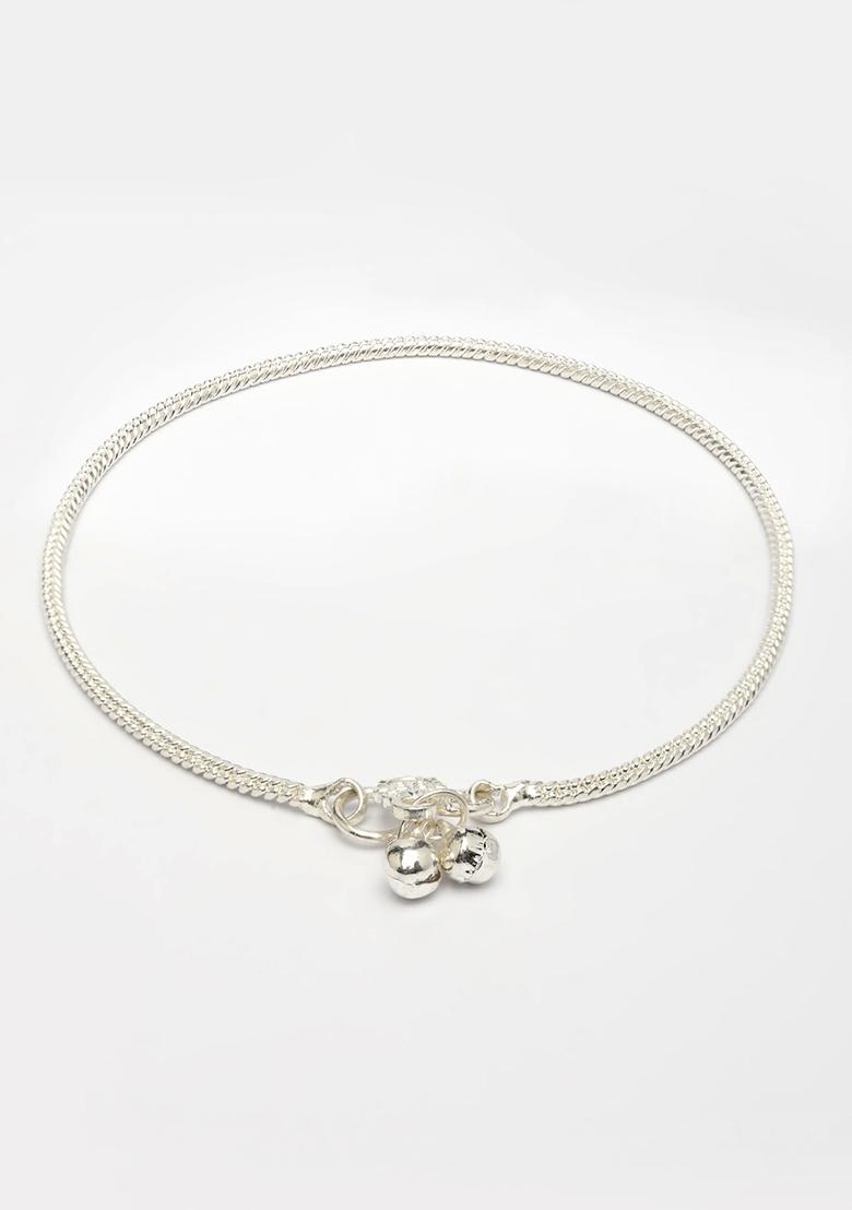 Silver Pair Of 2 Plated Anklets