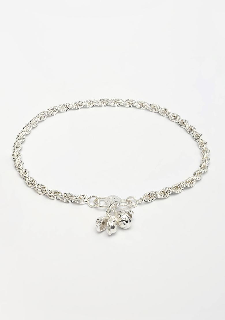 Silver Pair Of 2 Plated Anklets