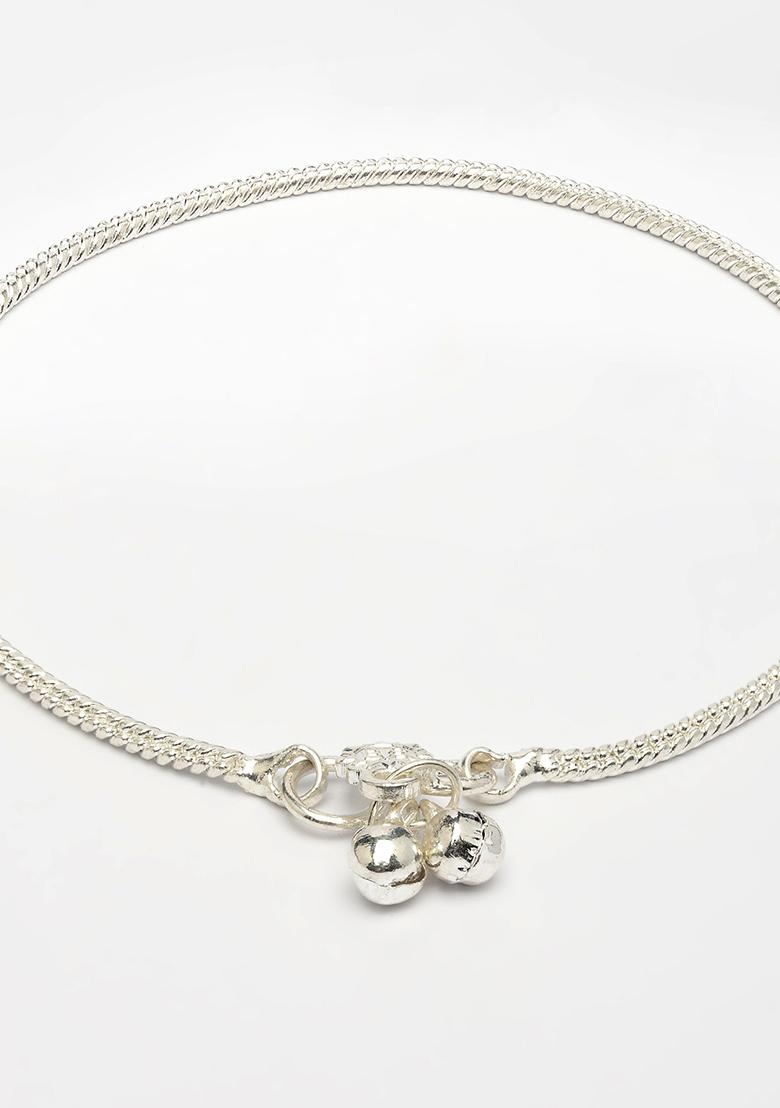 Silver Pair Of 2 Plated Anklets