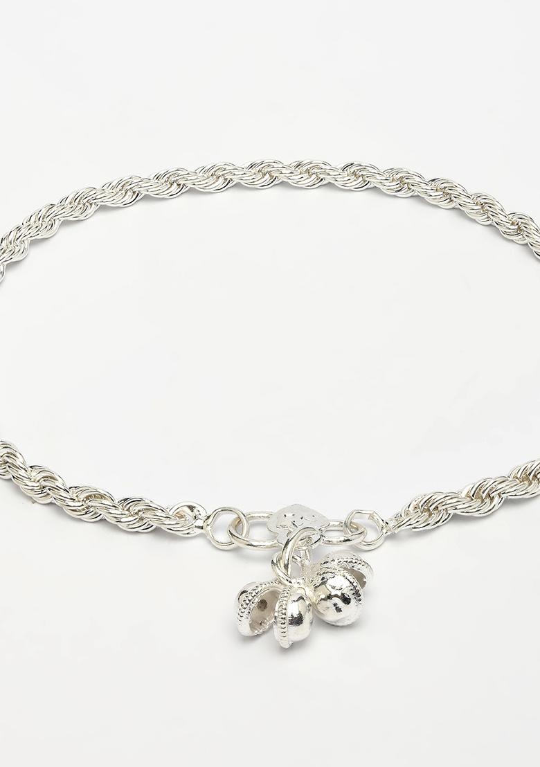 Silver Pair Of 4 Plated Anklets