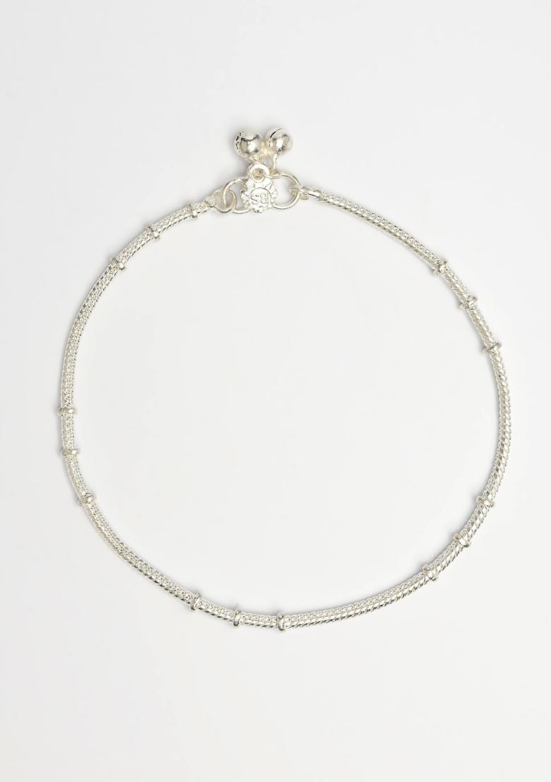 Silver Set Of 2 Plated Anklets