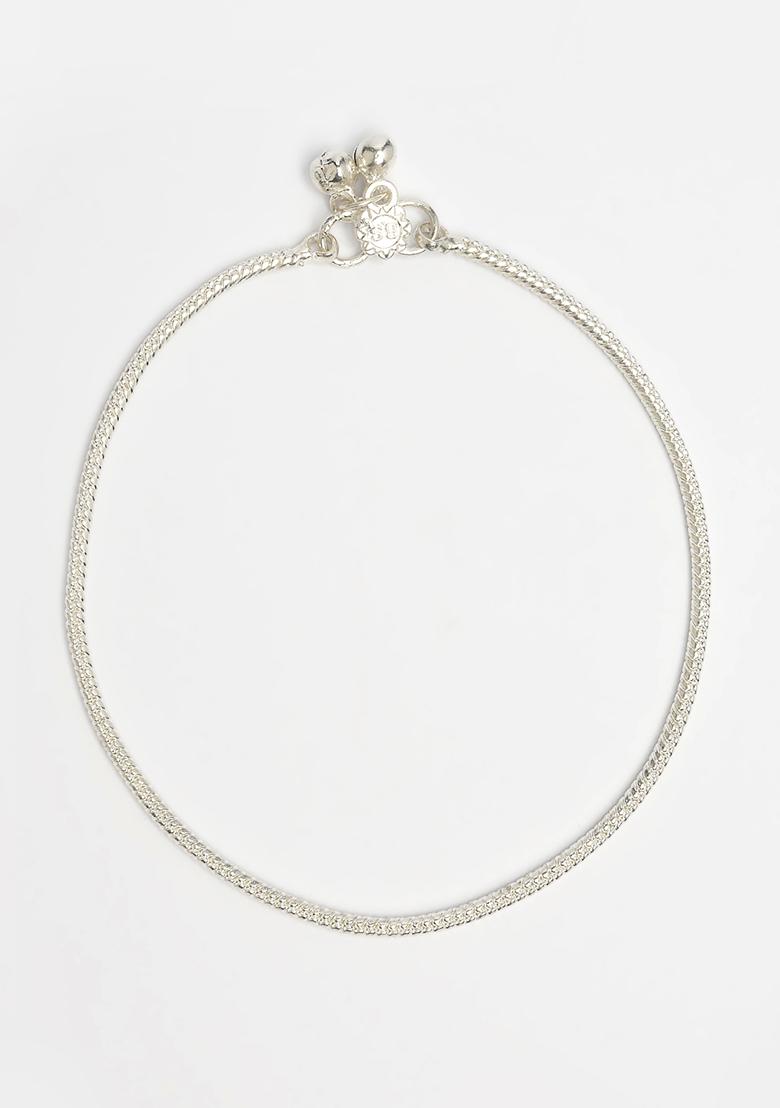 Silver Set Of 2 Plated Anklets