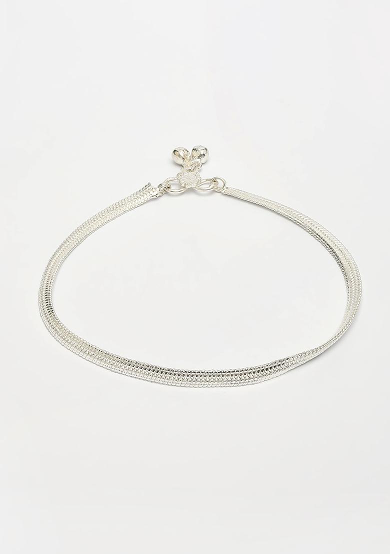 Silver Set Of 2 Plated Anklets