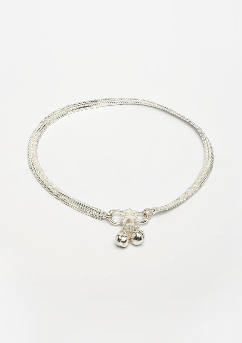 Silver Set Of 2 Plated Anklets