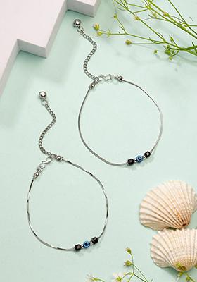 Silver Plated Evil Eye Anklet