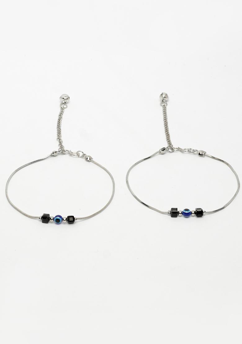 Silver Plated Evil Eye Anklet