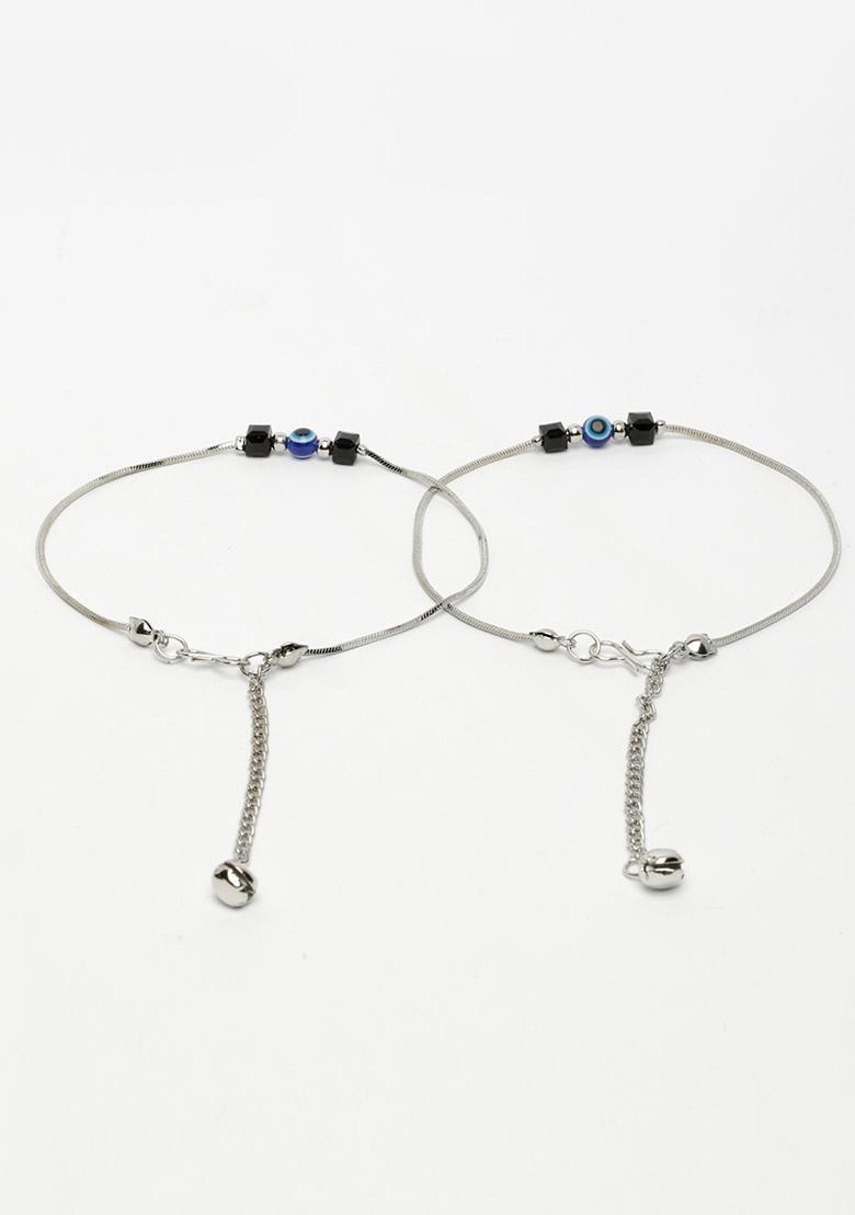 Silver Plated Evil Eye Anklet