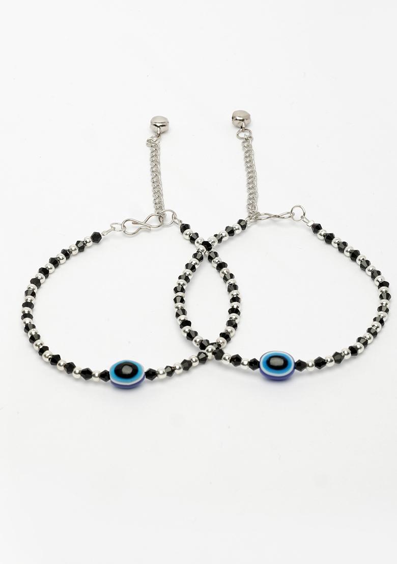 Silver Plated Evil Eye Artificial Beads Anklet