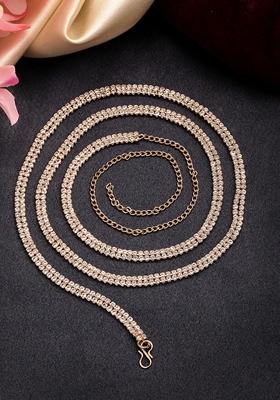 Gold Gold Plated Ad Studded Double Layered Kamarbandh Waist Chain