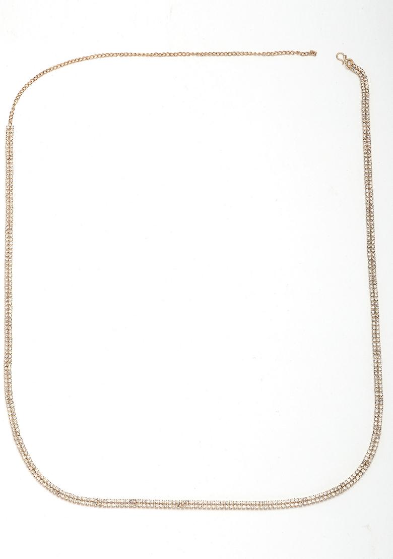 Gold Gold Plated Ad Studded Double Layered Kamarbandh Waist Chain