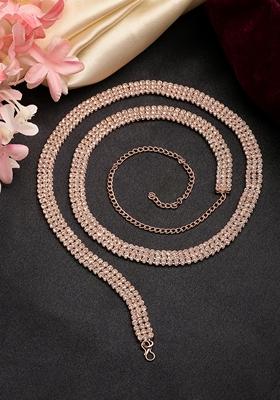 Gold Rose Gold Plated Ad Studded 3 Layered Kamarbandh Waist Chain