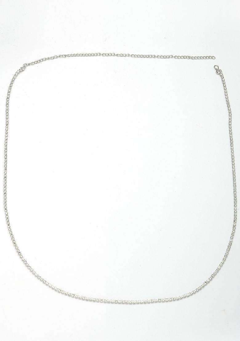 Silver Plated Ad Studded Kamarbandh Waist Chain