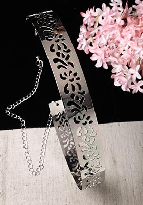 Silver Circular Plated Adjustable Broad Belt