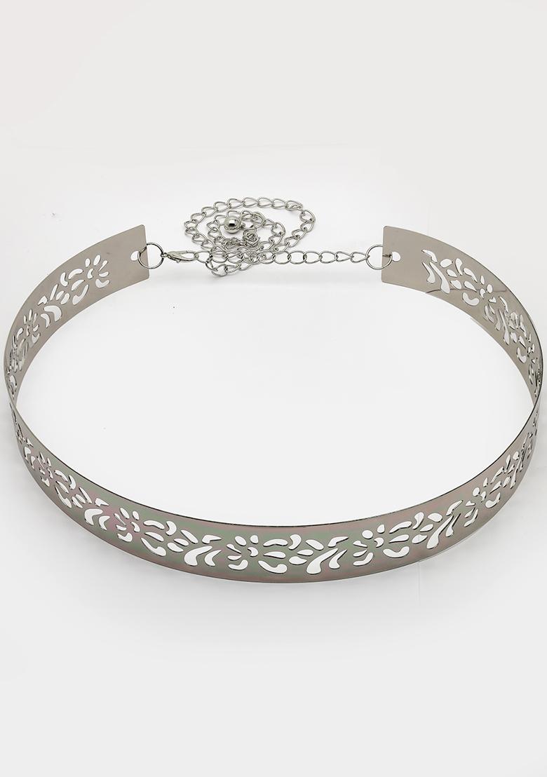 Silver Circular Plated Adjustable Broad Belt