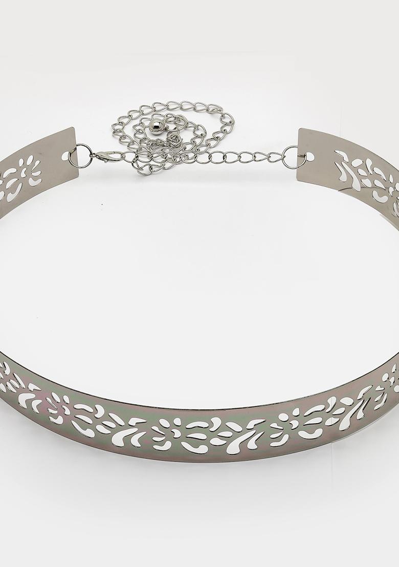 Silver Circular Plated Adjustable Broad Belt