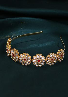 Gold Rajputi Gold Plated Kundan Matha Patti Hairband