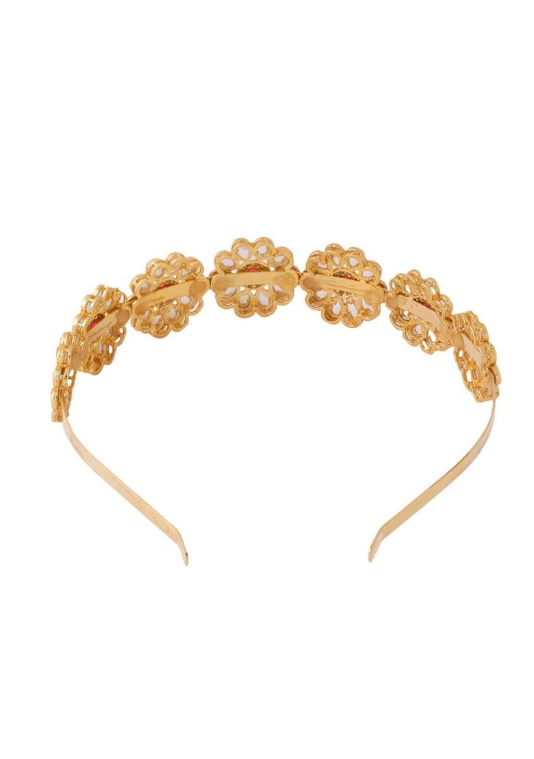 Gold Rajputi Gold Plated Kundan Matha Patti Hairband