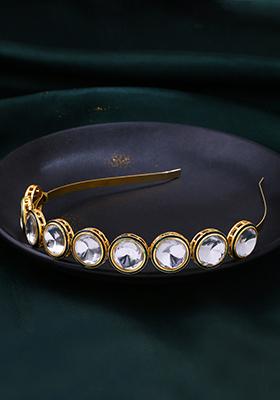Gold Kundan Studded Hair Band Gold