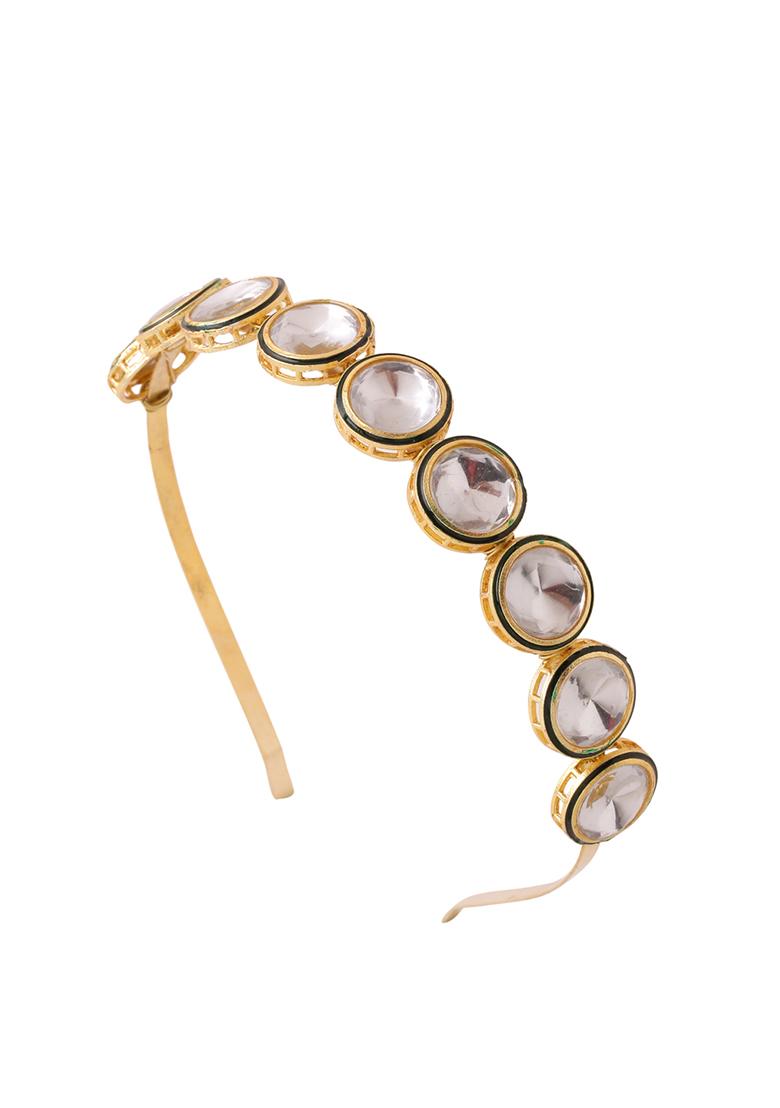 Gold Kundan Studded Hair Band Gold