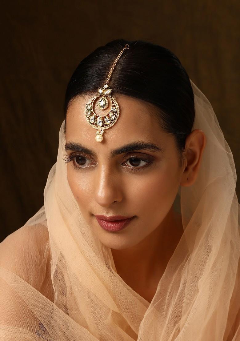 Gold Tone Kundan Maangtika - Indya