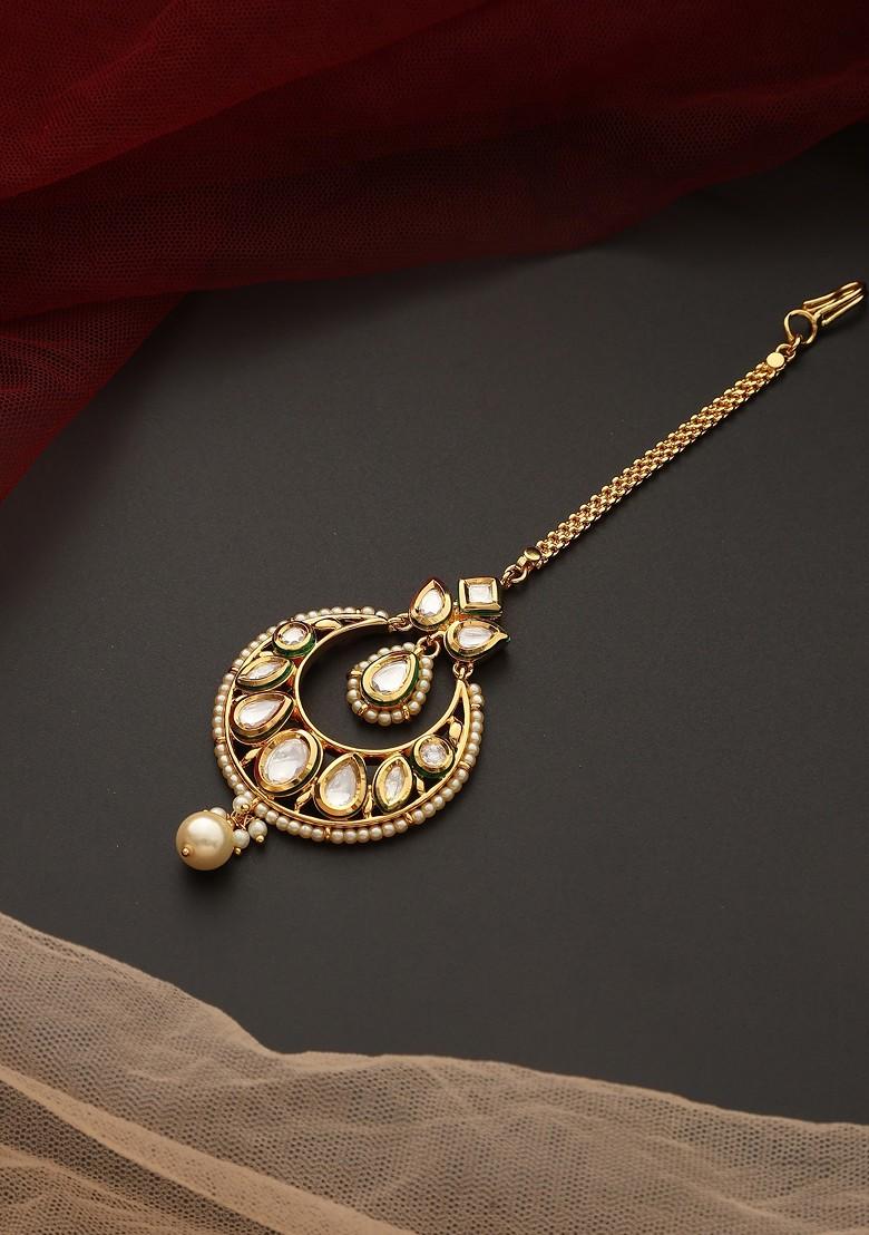 Gold Tone Kundan Maangtika - Indya